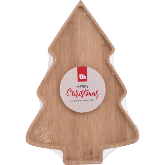 Farfurie din lemn, in forma de brad