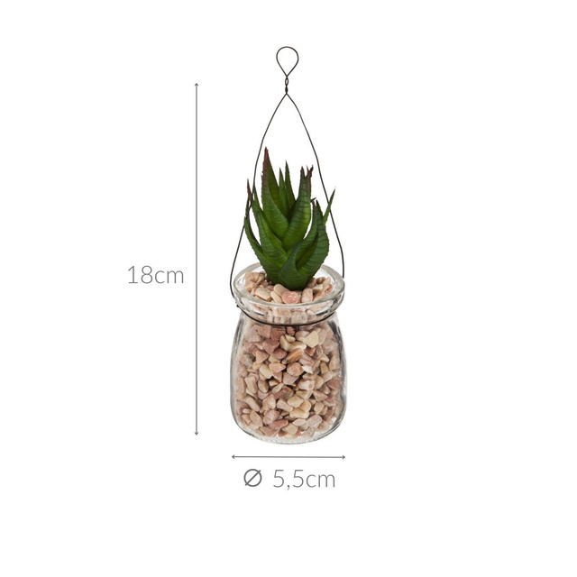 Planta suculentă artificială, ornament suspendat din sticlă