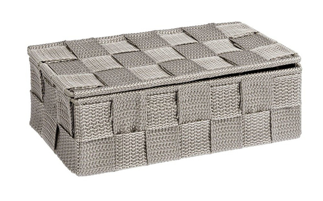 Organizer cu capac ADRIA, recipient pentru baie, WENKO, gri închis