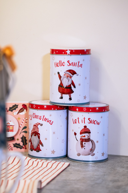 Recipiente pentru biscuiti de Craciun, 3 bucati