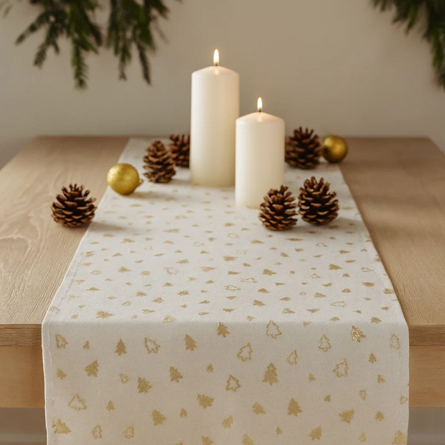 Traversa de masa cu model auriu, 28 x 300 cm