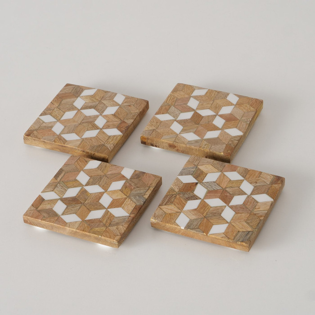 Set 4 suporturi pentru pahare din lemn Moskia