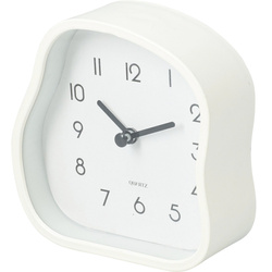 Ceas de masă AMORPH cu formă organică, cu față din sticlă, 12 cm, alb