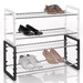 Organizator incaltaminte 2 niveluri Rack, Alb/Negru, 68x32x25 cm