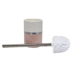 Perie cu suport din ceramic, alb/roz, 9,5 x 38 cm