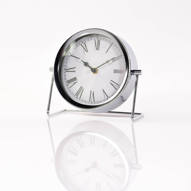 Ceas de masa rotunda, pe baza metalica