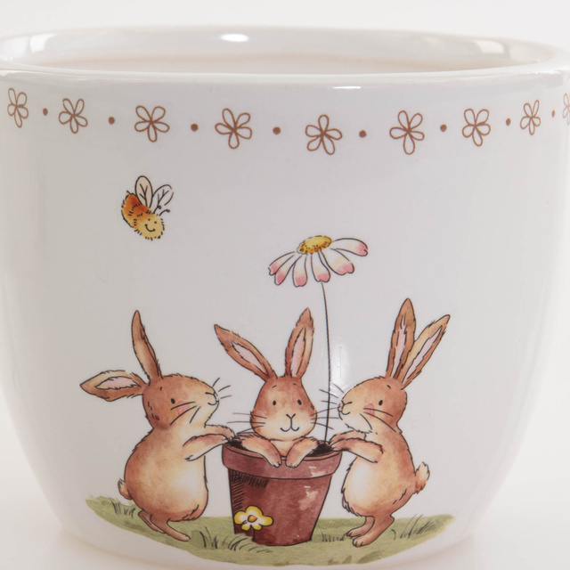 Husa pentru ghiveci cu iepurasi de Paste Charmy
