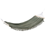 Hamac boho Linou, cu franjuri, verde militar, 210 x 115 cm