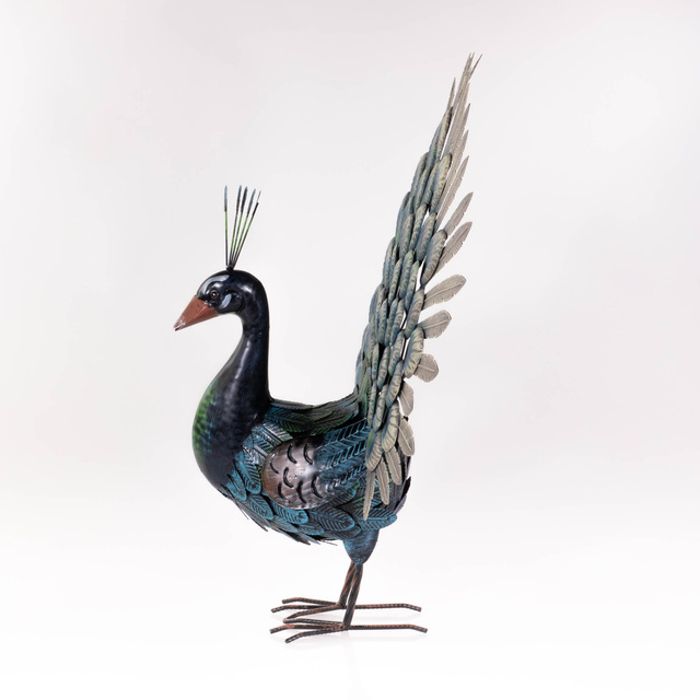 Paun de gradina din metal, 30 x 65 x 63 cm