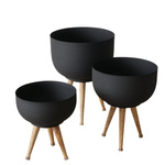 Set 3 ghivece pentru flori din metal Topco, negru