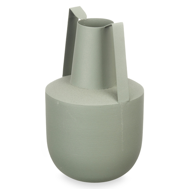 Vaza metalica de culoare pastelata cu manere, 21 cm