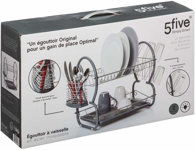 Scurgator vase 2 niveluri + coș pentru tacâmuri