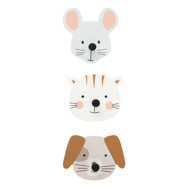 Set de 3 cuiere, 1 cuier cu animal