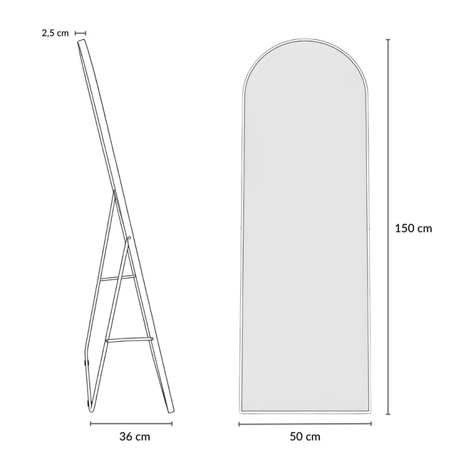 Oglindă mare de podea FRAM, 150 x 50 cm, aurie