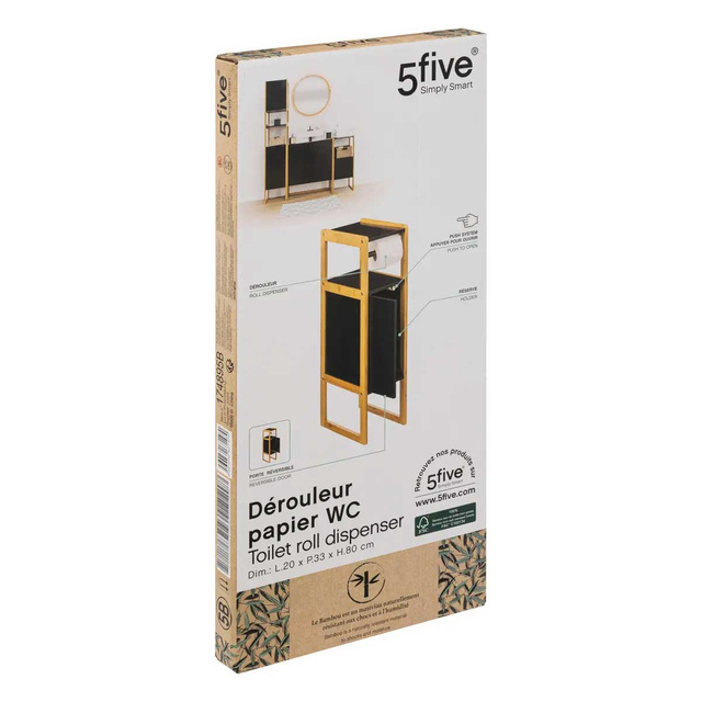 Dulap ingust pentru hârtie igienică NATUREO, cu suport din bambus