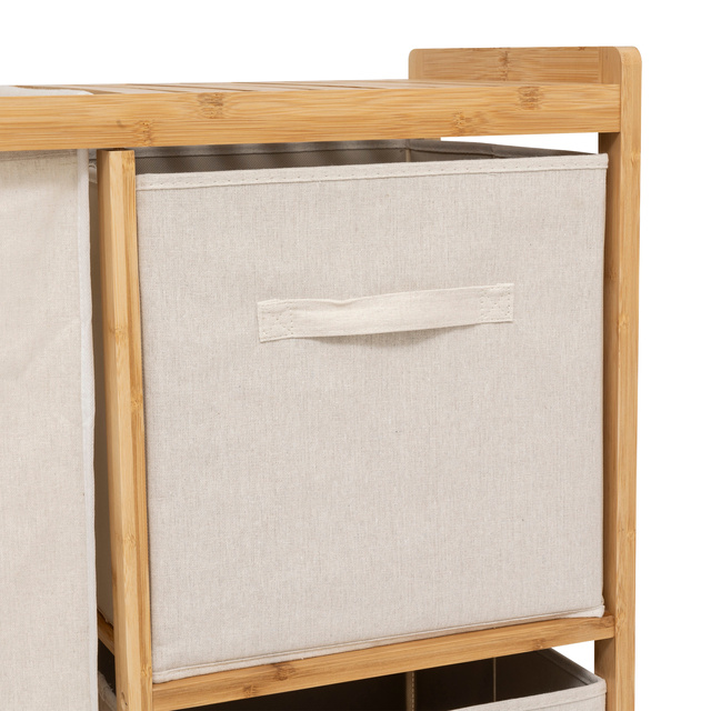 Raft din bambus cu coș pentru rufe TIDY BOX și recipiente, 66 x 33,3 x 78,5 cm