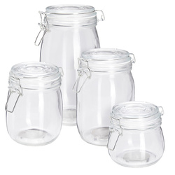 Borcanuri din sticlă cu clips RESO, 4 bucăți