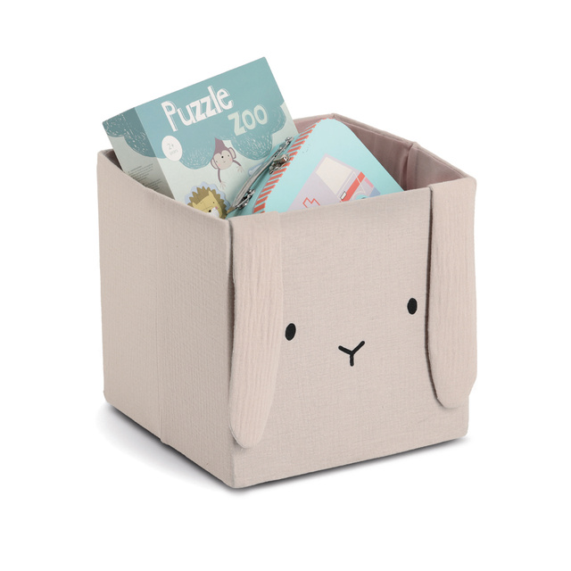 Cutie pentru jucării din muselină COZY KIDS cu urechi, 28 × 28 × 28 cm