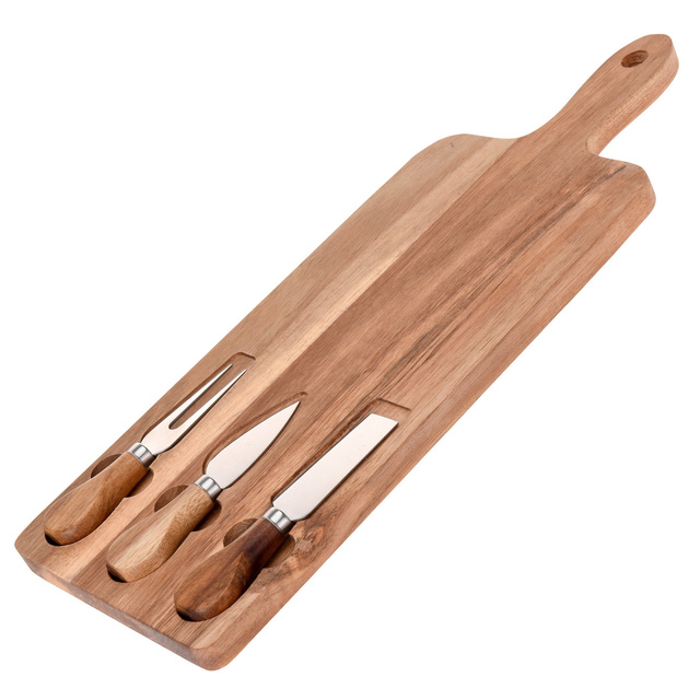 Tocator de branza + 3 cutite, 43x16 cm, set