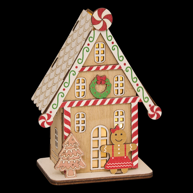 Lampă festivă LED, căsuță din turtă dulce, 15 cm, model 2