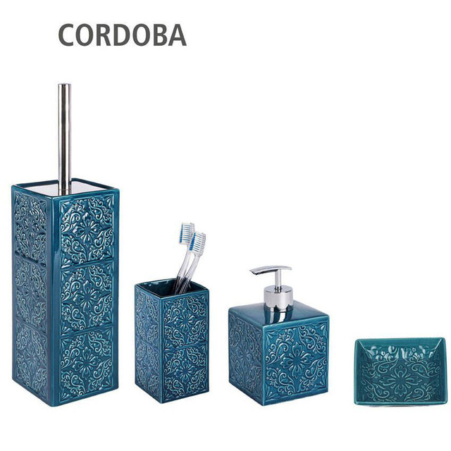 Dispenser de săpun CORDOBA DARK BLUE - 500 ml, WENKO, albastru