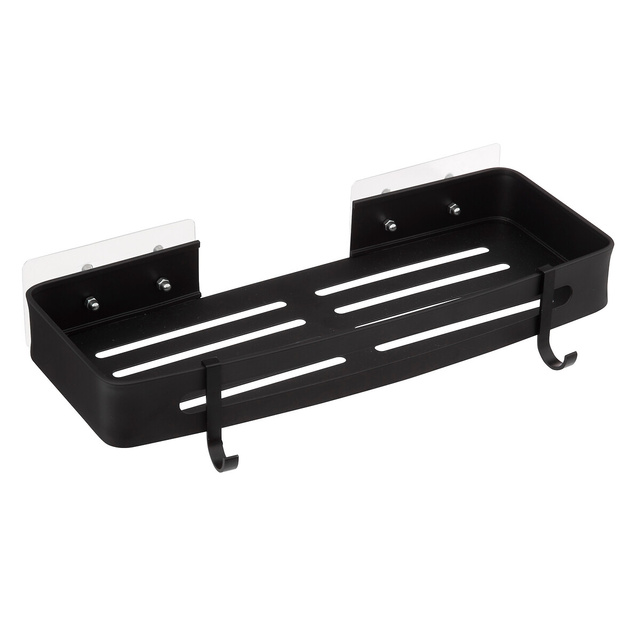 Raft de baie pentru dus, aluminiu, negru, 32,5 x 13 x 5,8 cm