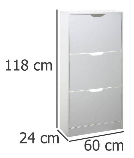 Comodă îngustă pentru pantofi, 60x24x118 cm, alb