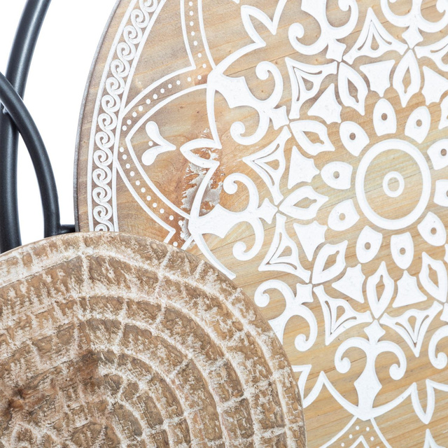 Decoratiune de perete metalica, ajurata, elemente din lemn, 96 x 48,5 cm