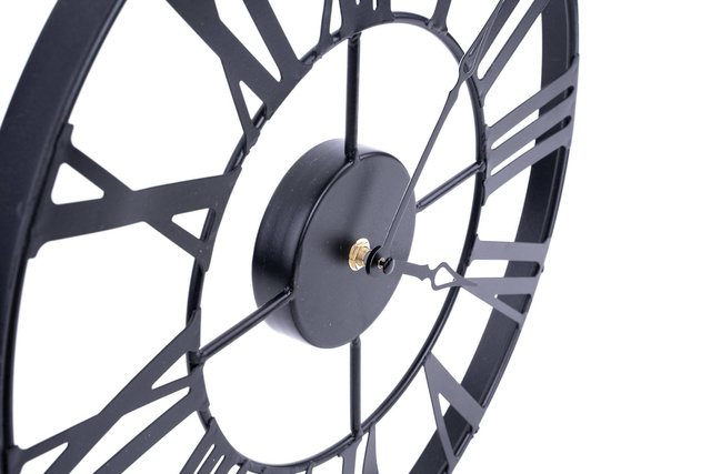 Ceas de perete cu cifre romane, Ø 37 cm, culoare neagră