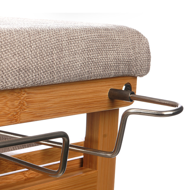 Comodă din bambus cu masă de călcat și coș de rufe BAMY, 111 x 34 x 82 cm