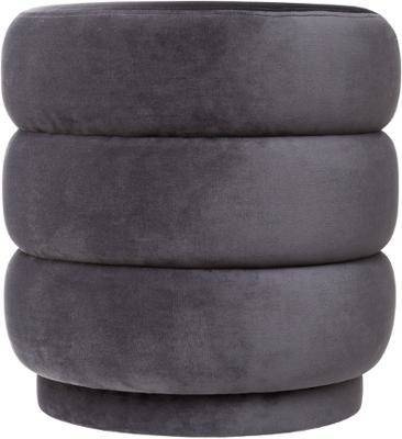 Puf de catifea SINA, Ø 40 cm, antracit