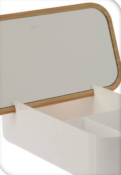 Organizator cosmetic cu oglindă, 26 x 13 x 7 cm, alb