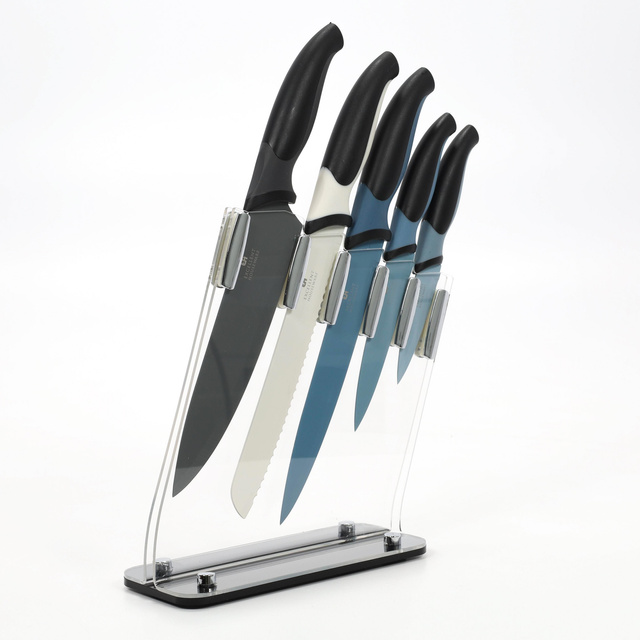 Set cuțite de bucătărie + suport, 5 buc.