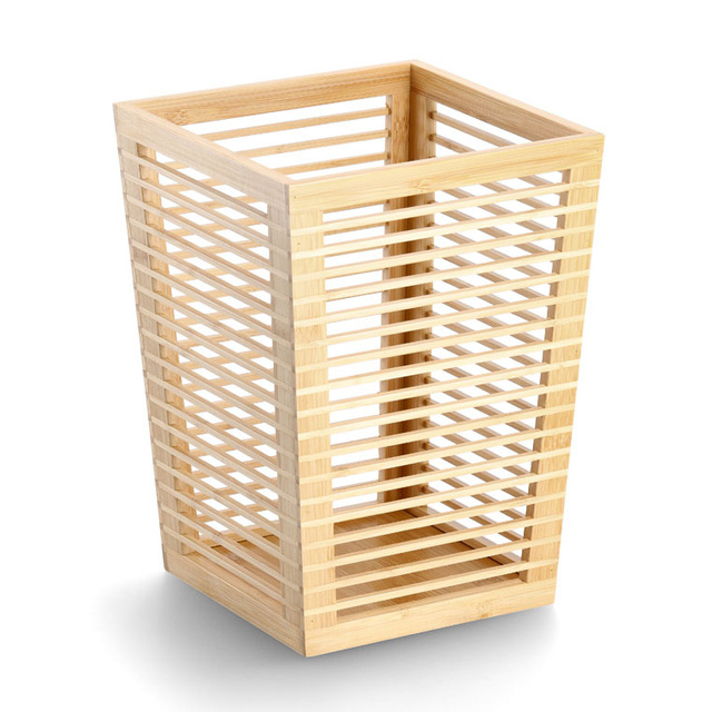 Cos de hartie din bambus pentru birou, 23,5 x 23,5 x 33 cm