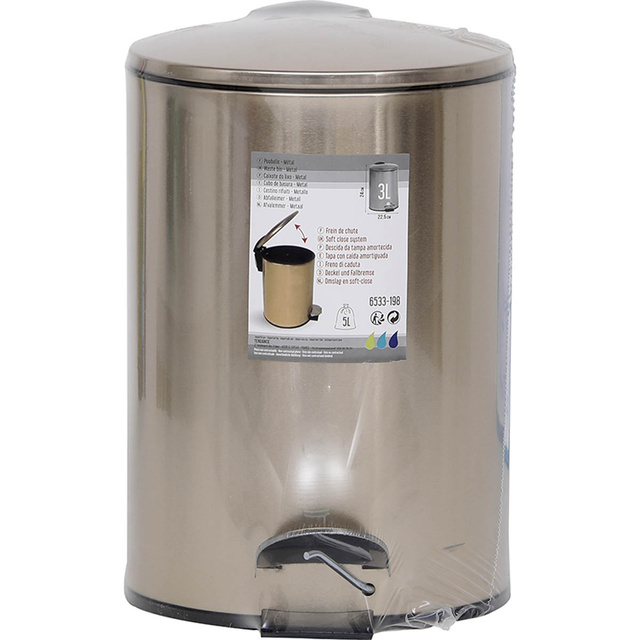 Coș de gunoi pentru baie, metalic, 3 l