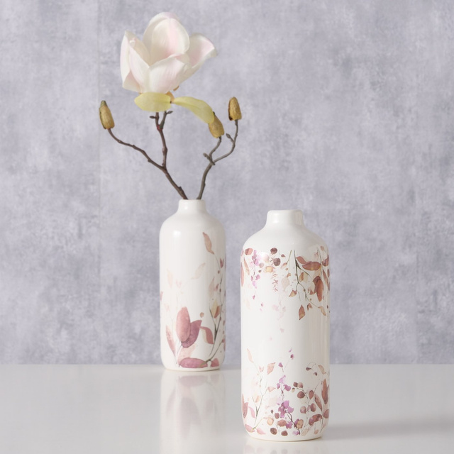 Vaza din portelan cu model pictat manual, BERNADA, 18,5 cm