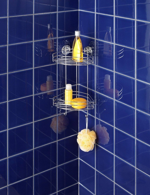 Raft colțar pentru baie, Vacuum-Loc, 2 niveluri - oțel cromat, WENKO