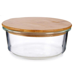 Recipient din sticlă pentru alimente cu capac din bambus etans