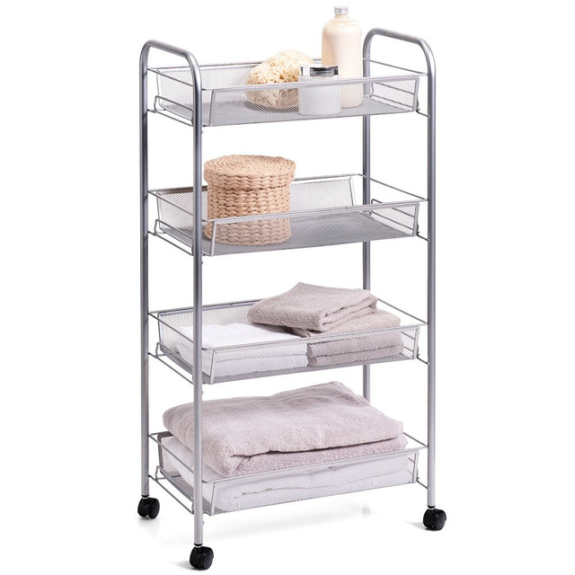 Organizator universal, suport cu roți, plasă de oțel, depozitare pe 4 niveluri, ZELLER