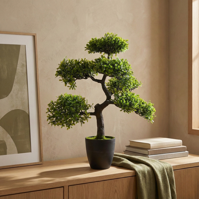 Copacul Bonsai artificial în ghiveci, 32 x 32 x 50 cm, model 2