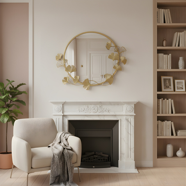 Oglindă rotundă de perete cu ramă decorativă SOL, Ø 50 cm