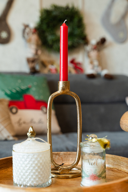 Sfeșnic decorativ, auriu, aluminiu