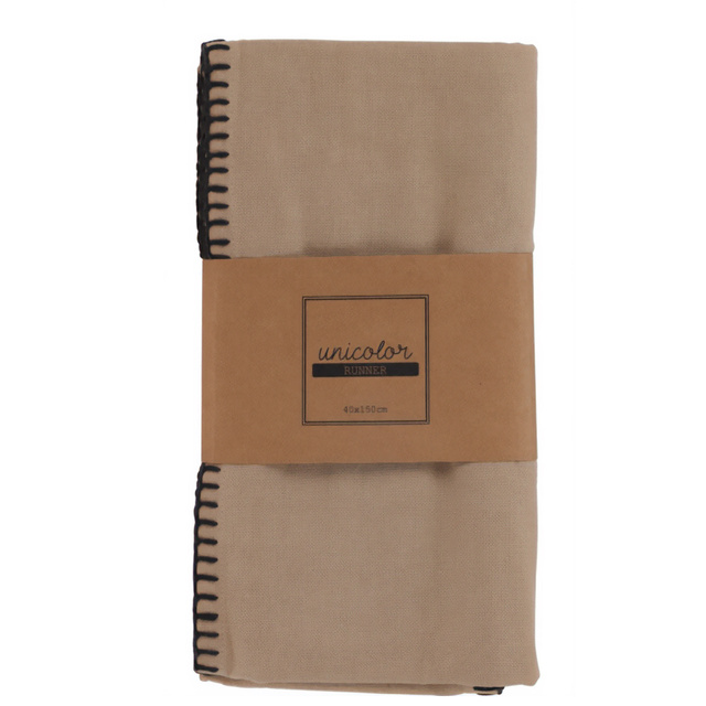 Runner de masa din bumbac in culoare neutra, 40 x 150 cm
