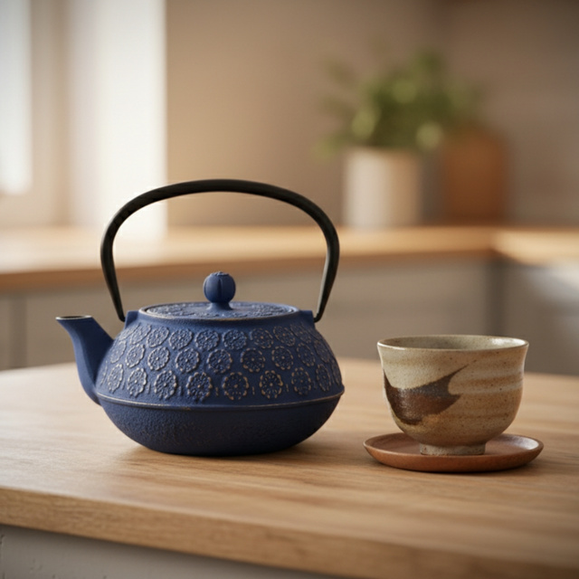 Ceainic din fontă cu infuzor KUMO, 1000 ml, bleumarin