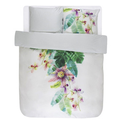 Set de lenjerie de pat din satin de bumbac, 100% bumbac - motiv de flori exotice, 200 x 220 cm, Essenza