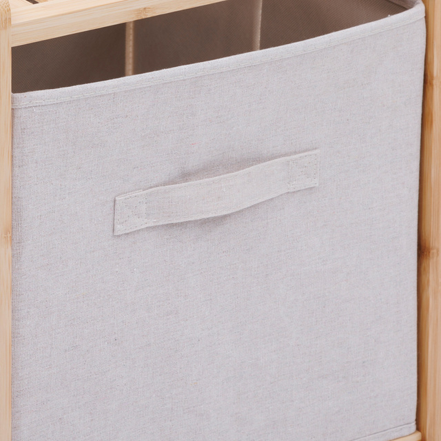 Raft din bambus TIDY cu două coșuri din material, 34,7 x 33 x 77,5 cm