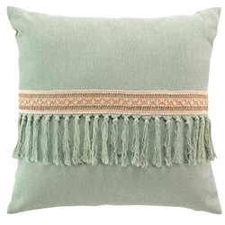 Perna decorativa din bumbac cu decor de iuta si franjuri JANARA, 45 x 45 cm