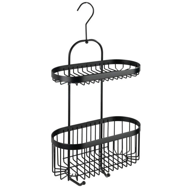 Raft de baie fixat pe perete Classic-Plus, 2 nivele + 2 cârlige, Wenko