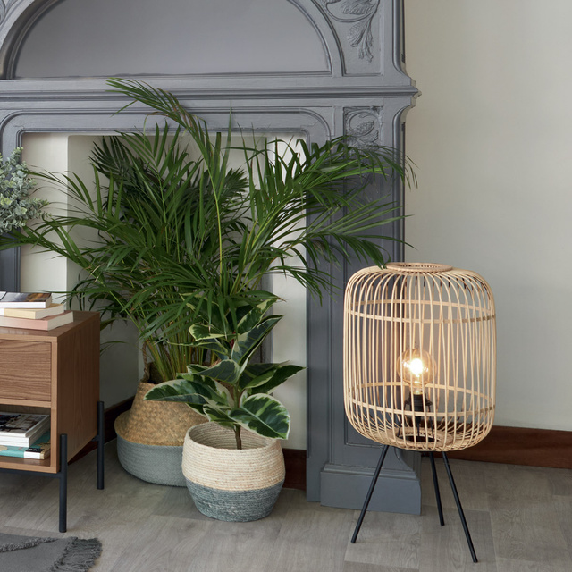 Lampa de podea cu abajur din bambus, 74 cm