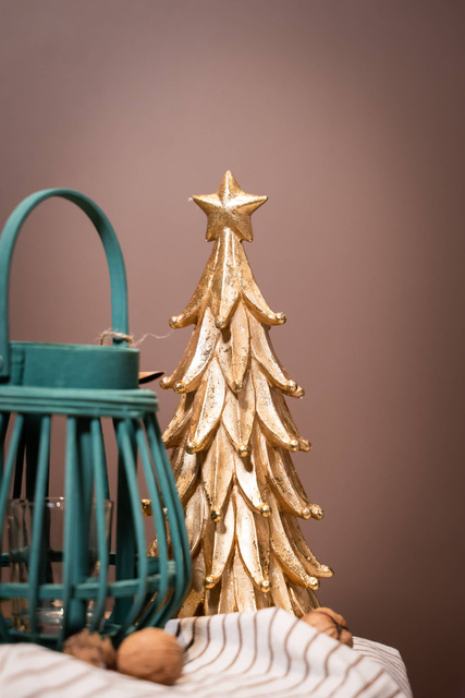 Brad decorativ auriu, 28 x 13 cm